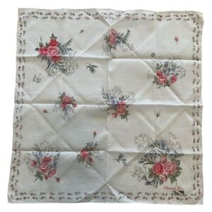 Christian Dior Vintage Pink and Green Floral Handkerchief